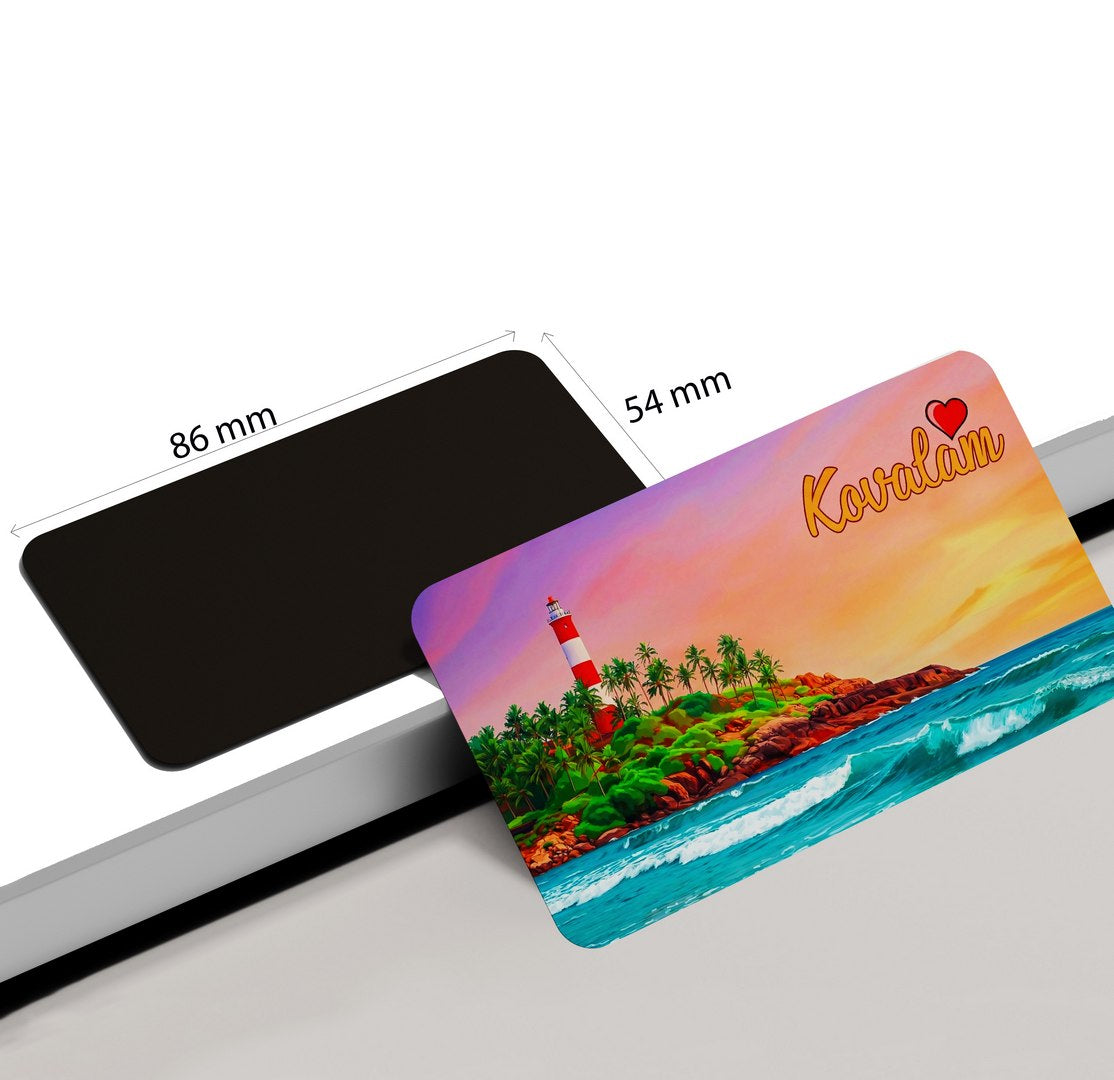 dhcrafts Rectangular Fridge Magnet Multicolor Kerala Kovalam Design Pack of 1 (8.6cm x 5.4cm)